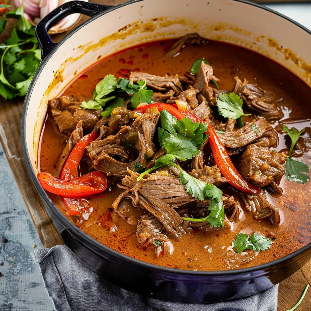 Bœuf Effiloché au Curry Rouge - Recette Thaï Onctueuse
