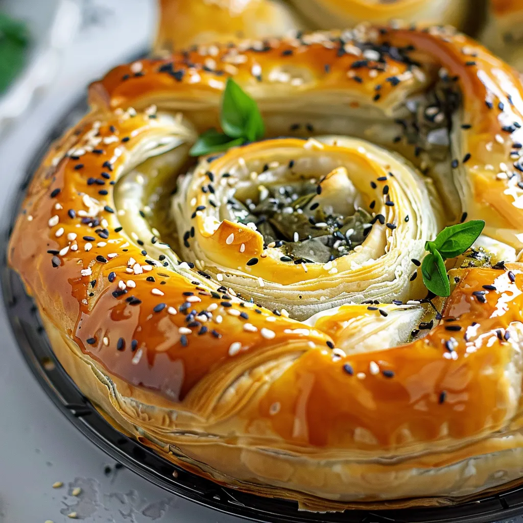 Spanakopita en spirale : recette grecque aux épinards et fromage