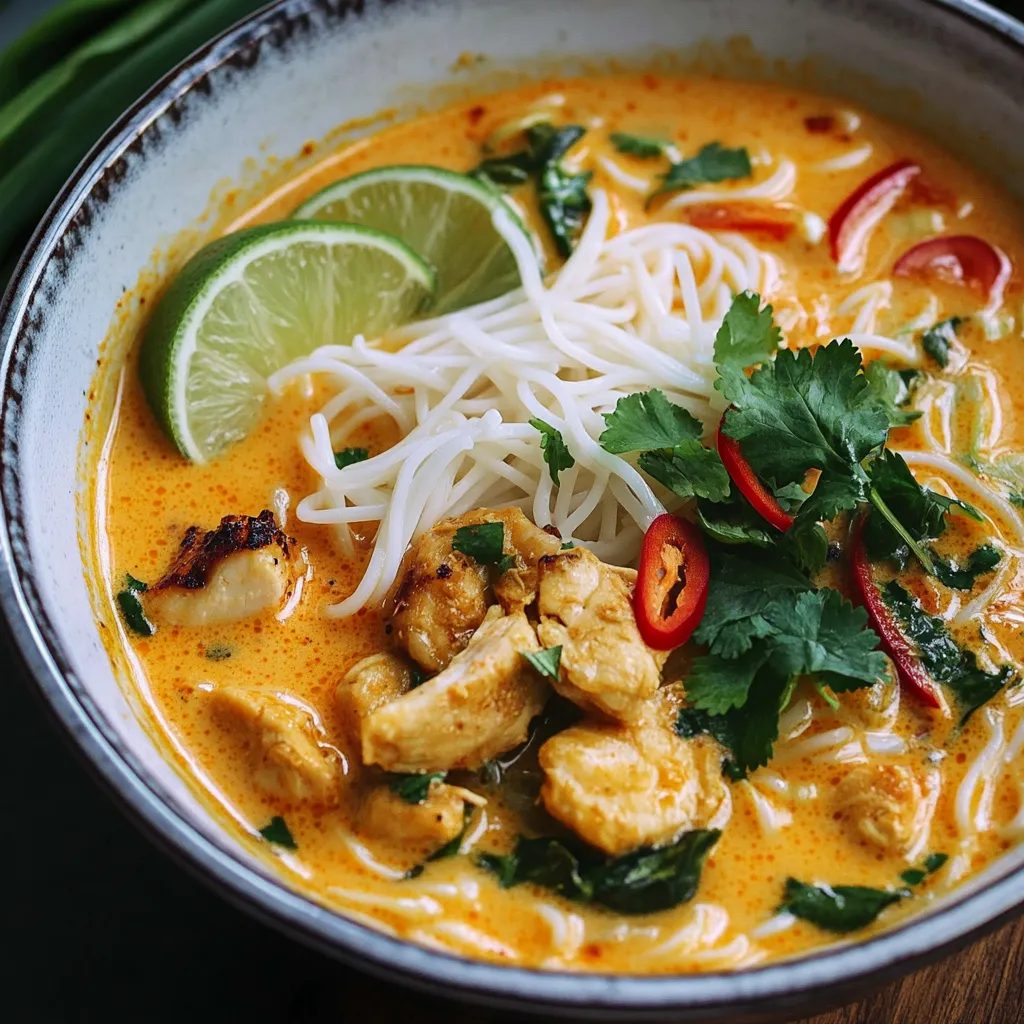 Soupe Thaï au Poulet Crémeuse au Curry et Coco