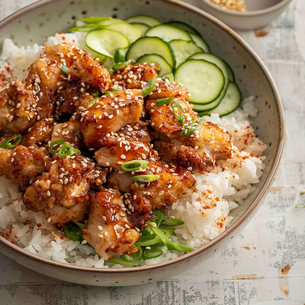 Poulet Karaage Croustillant avec Riz à la Japonaise et Glaçage Miso