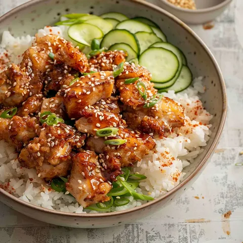 Poulet Karaage Croustillant avec Riz à la Japonaise et Glaçage Miso