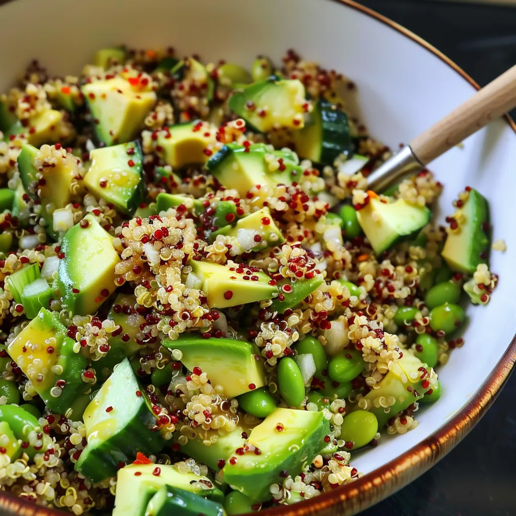 Quinoa Croustillant avec Avocat et Edamame