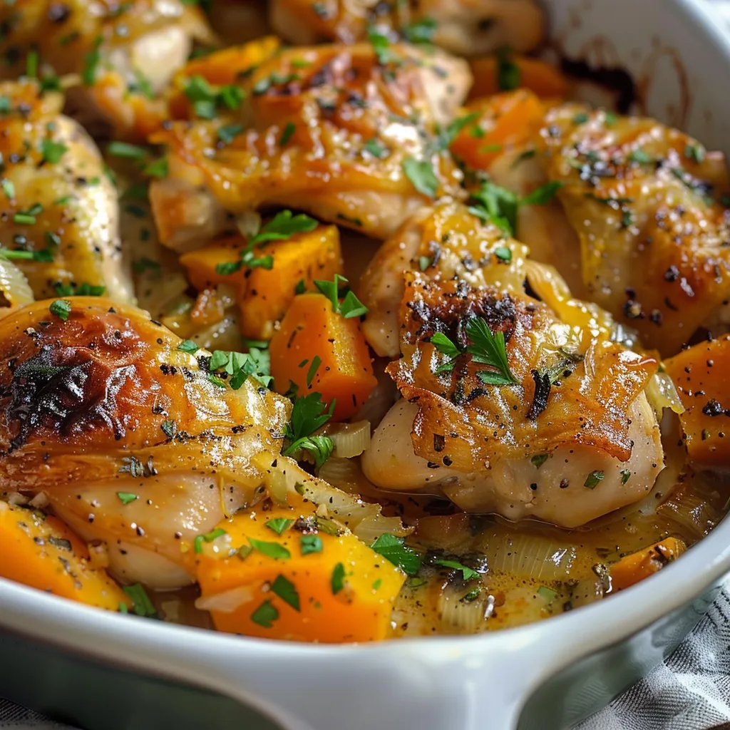 Poulet tendre avec Courge et Poireaux