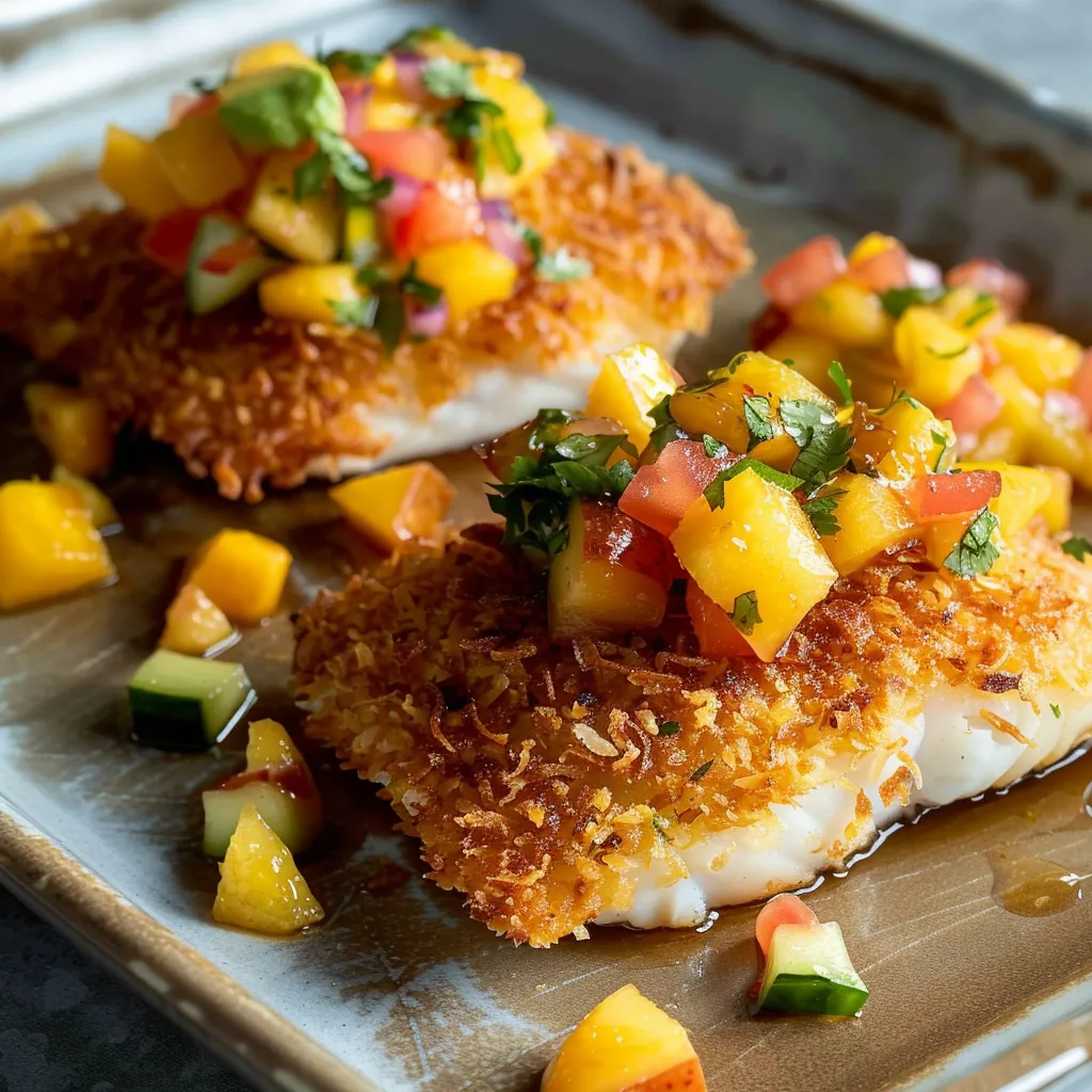 Poisson croustillant coco avec salsa mangue