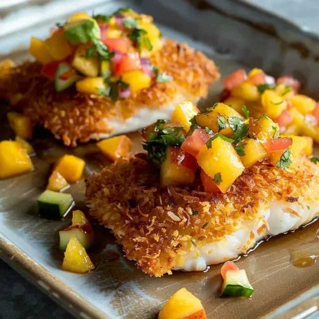 Poisson croustillant coco avec salsa mangue