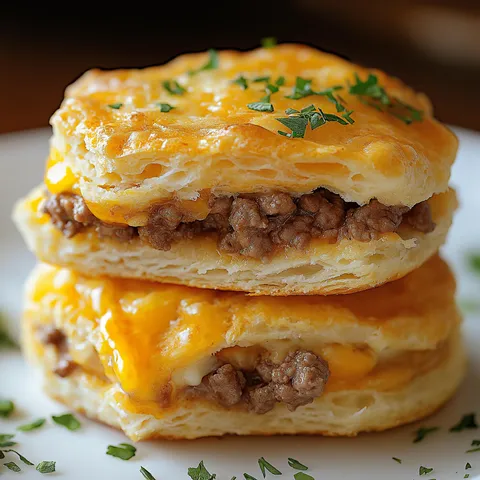 Petits pains dorés au cheddar et bœuf haché