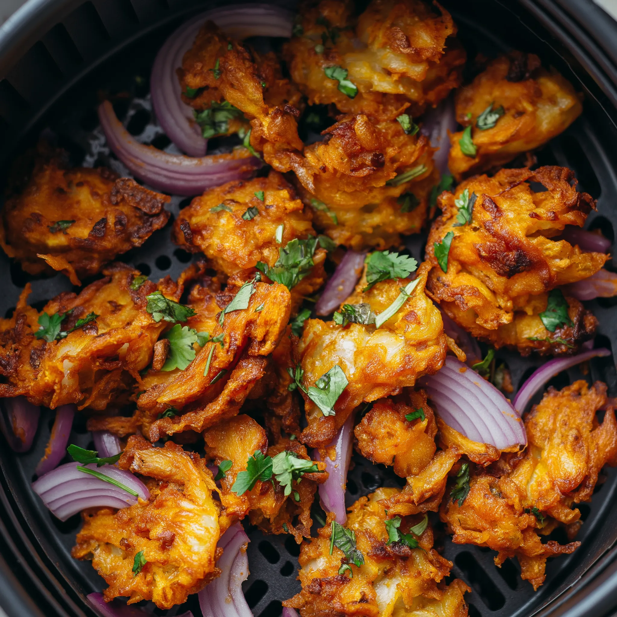 Bhajis d'oignons à l'air fryer : Recette indienne