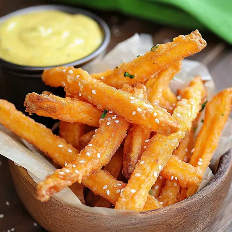 Savoureuses Frites Tempura aux Patates Douces avec sa Sauce Curry