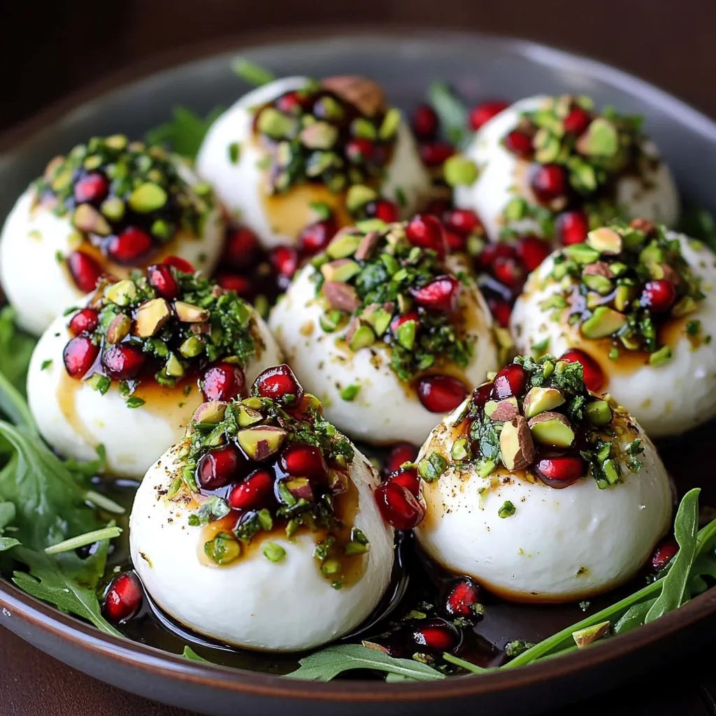 Burrata avec pistaches et grenade
