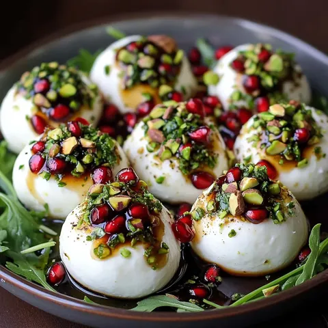 Burrata avec pistaches et grenade