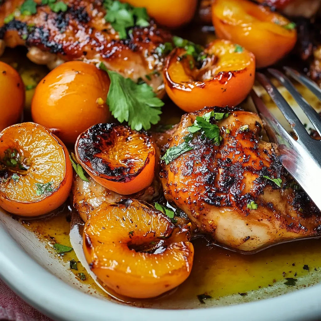 Poulet grillé marocain avec abricots