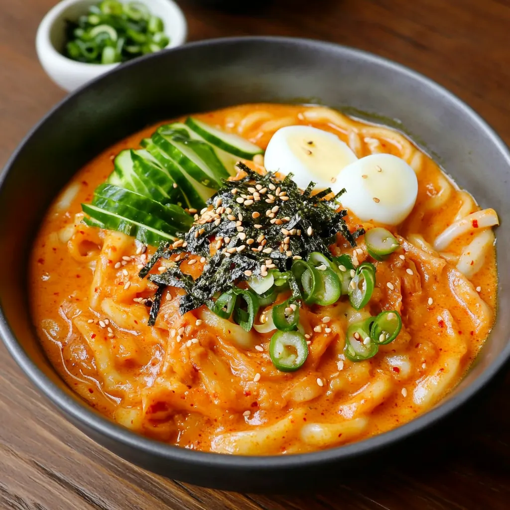 Udon Crémeux au Kimchi - Recette facile et savoureuse