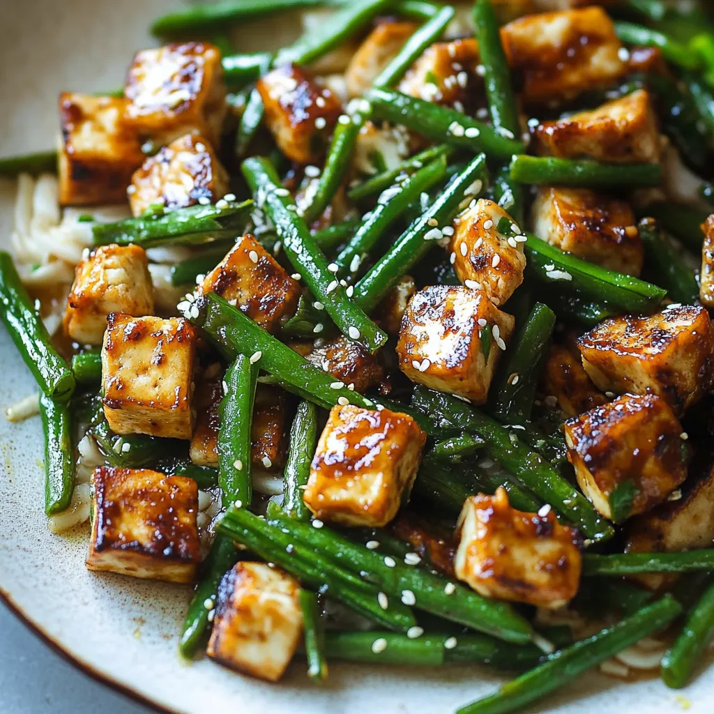 Haricots Verts et Tofu à l'Ail - Recette végétarienne