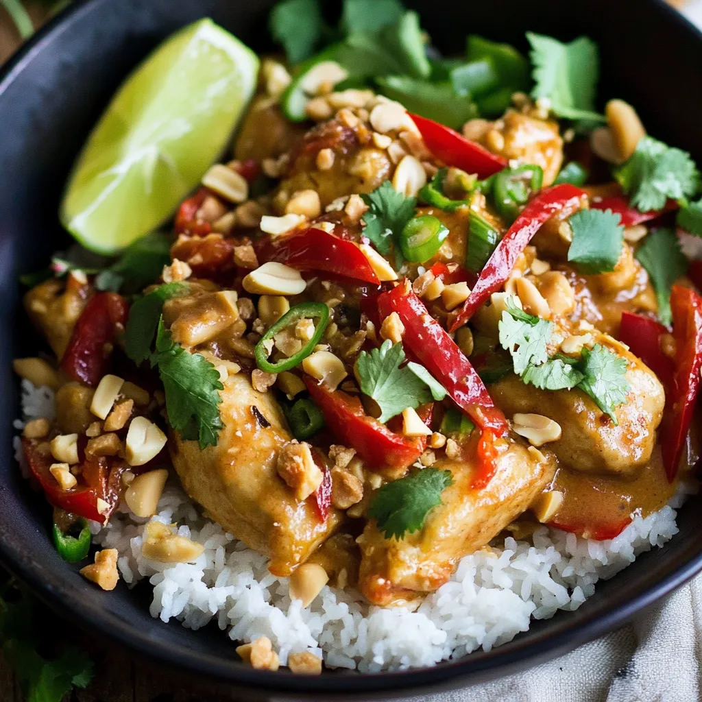 Poulet Thaï aux Cacahuètes - Saveurs Épicées et Parfumées