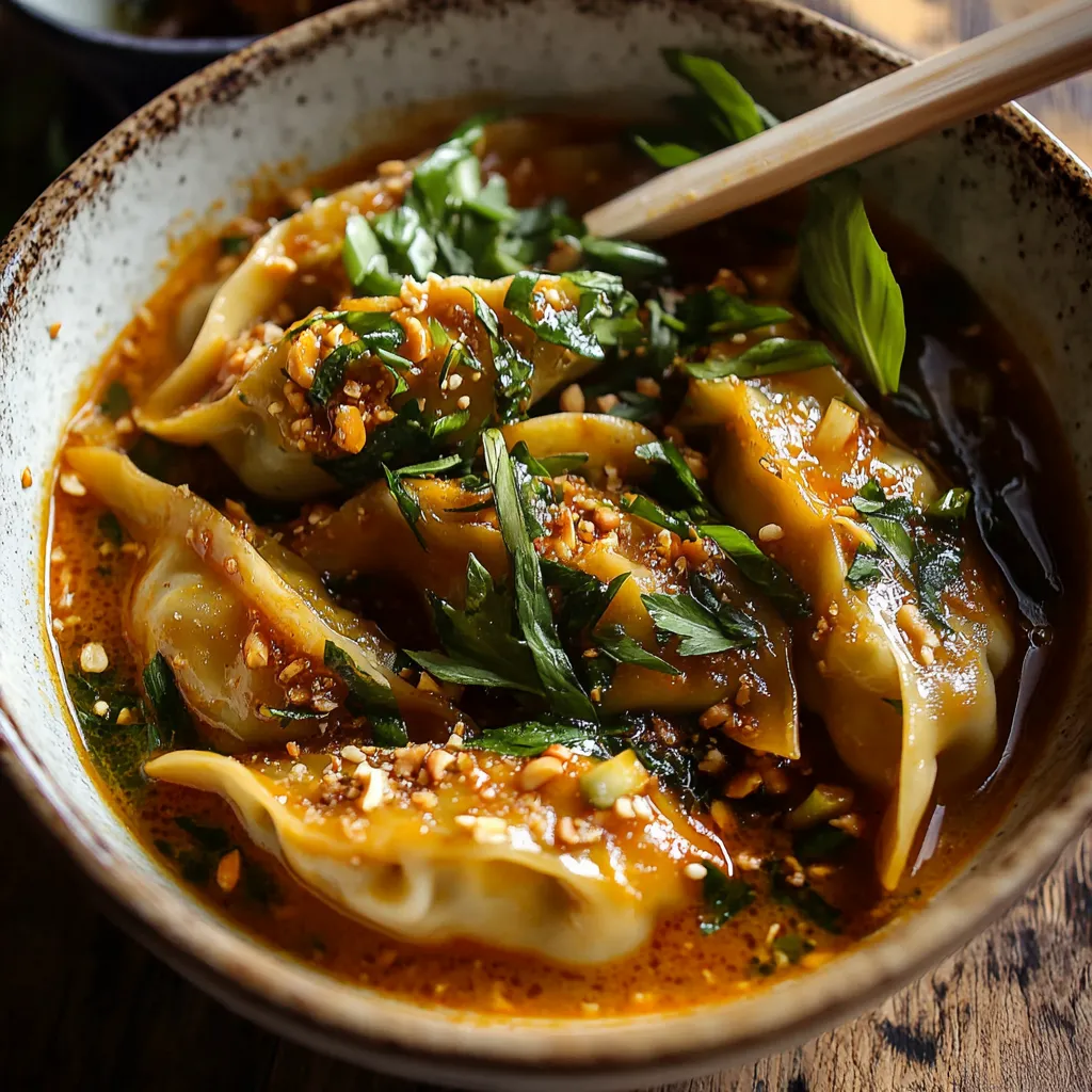 Raviolis Thaï Vapeur Savoureux dans un Bouillon Épicé - Explosion de Saveurs Parfumées
