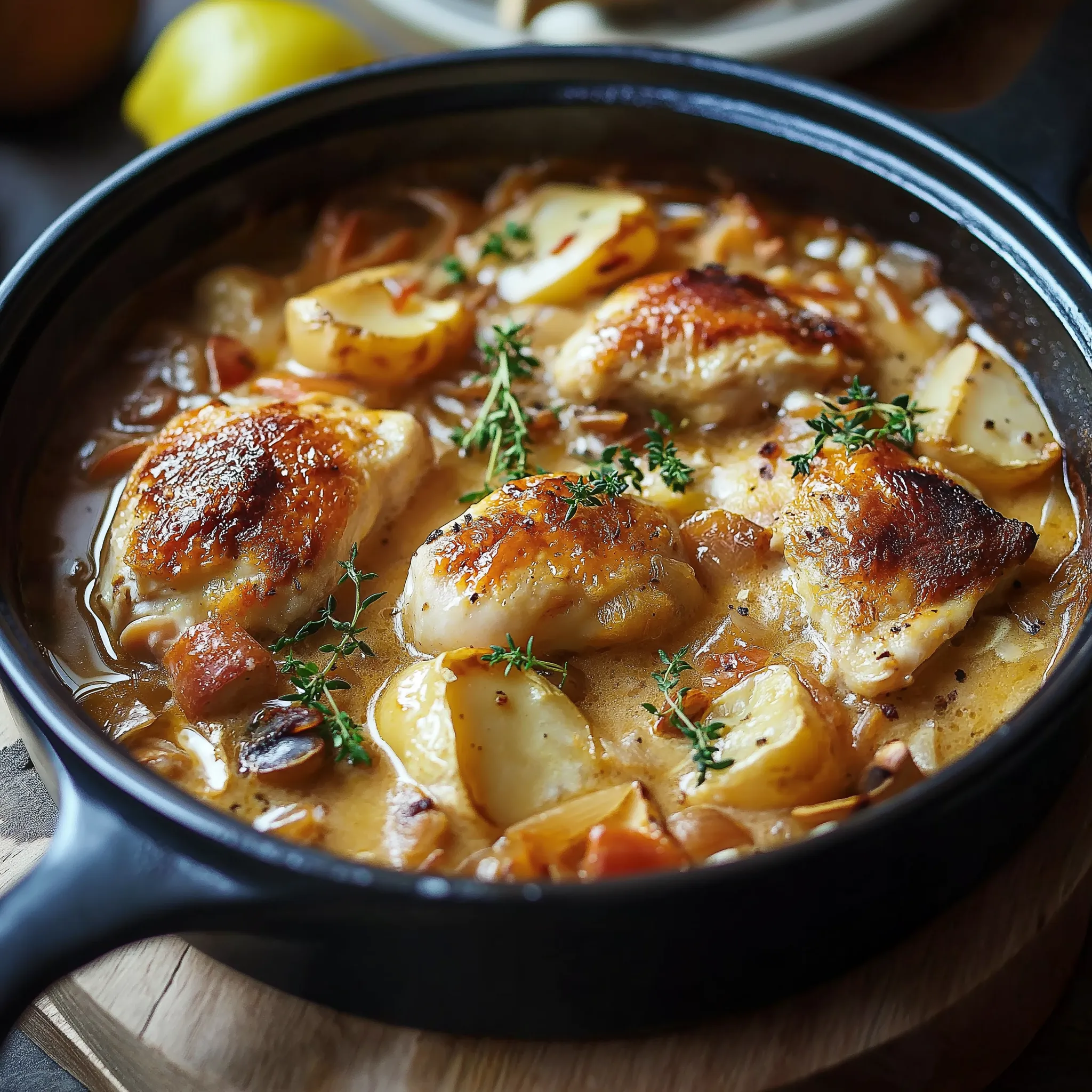 Poulet normand crémeux aux saveurs d'automne