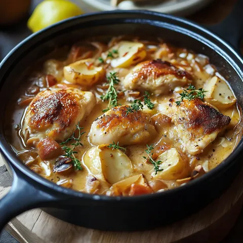 Poulet normand crémeux aux saveurs d'automne