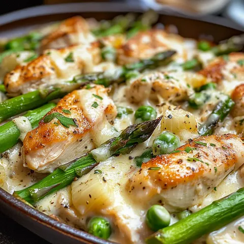 César au poulet et asperges