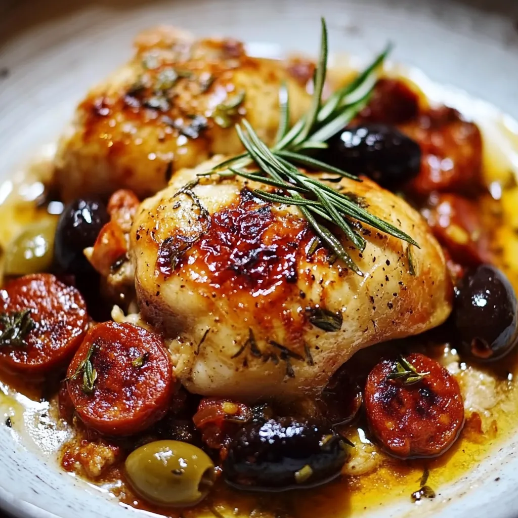Poulet fondant avec chorizo et romarin