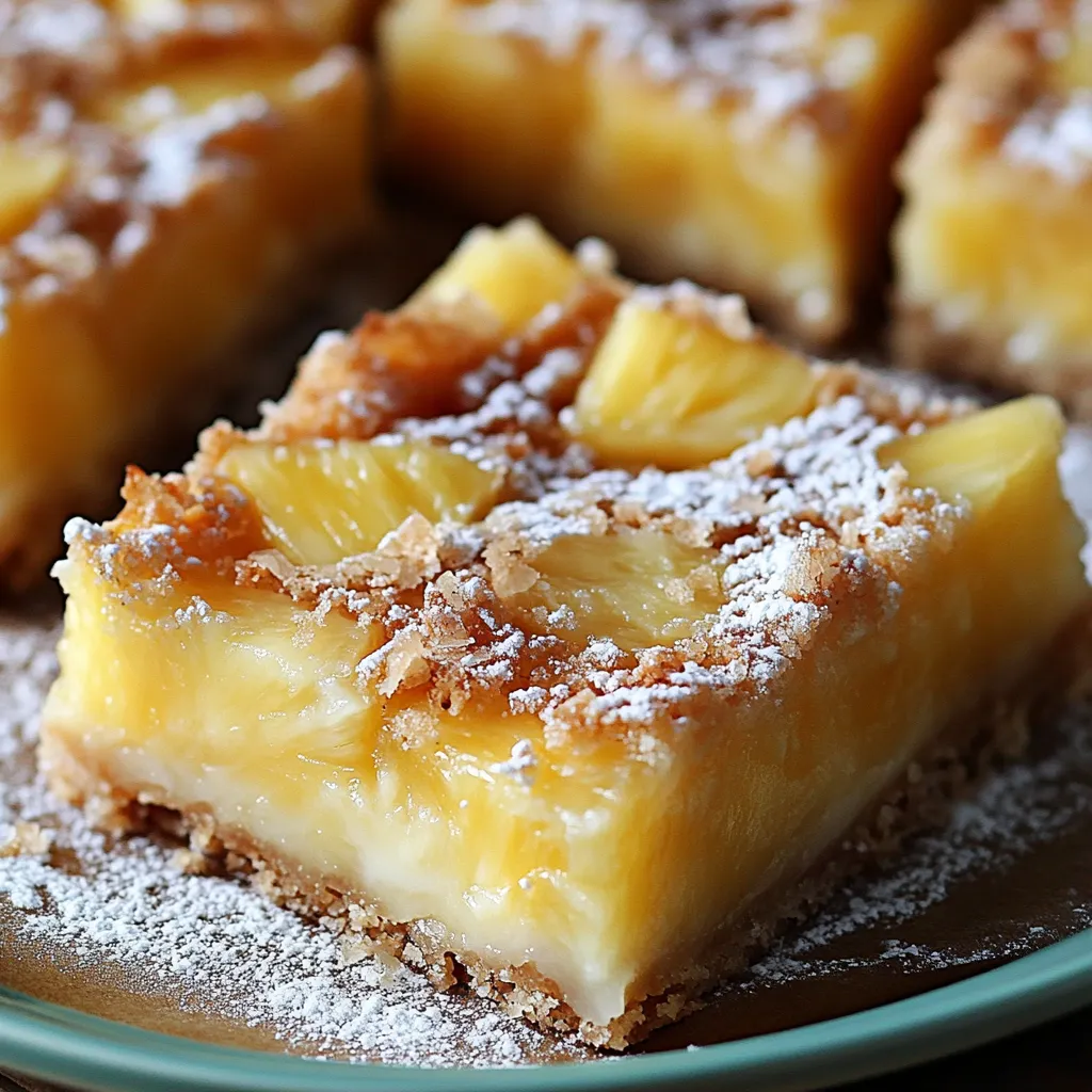 petits carrés ananas sablés avec cœur fondant, faciles et gourmands