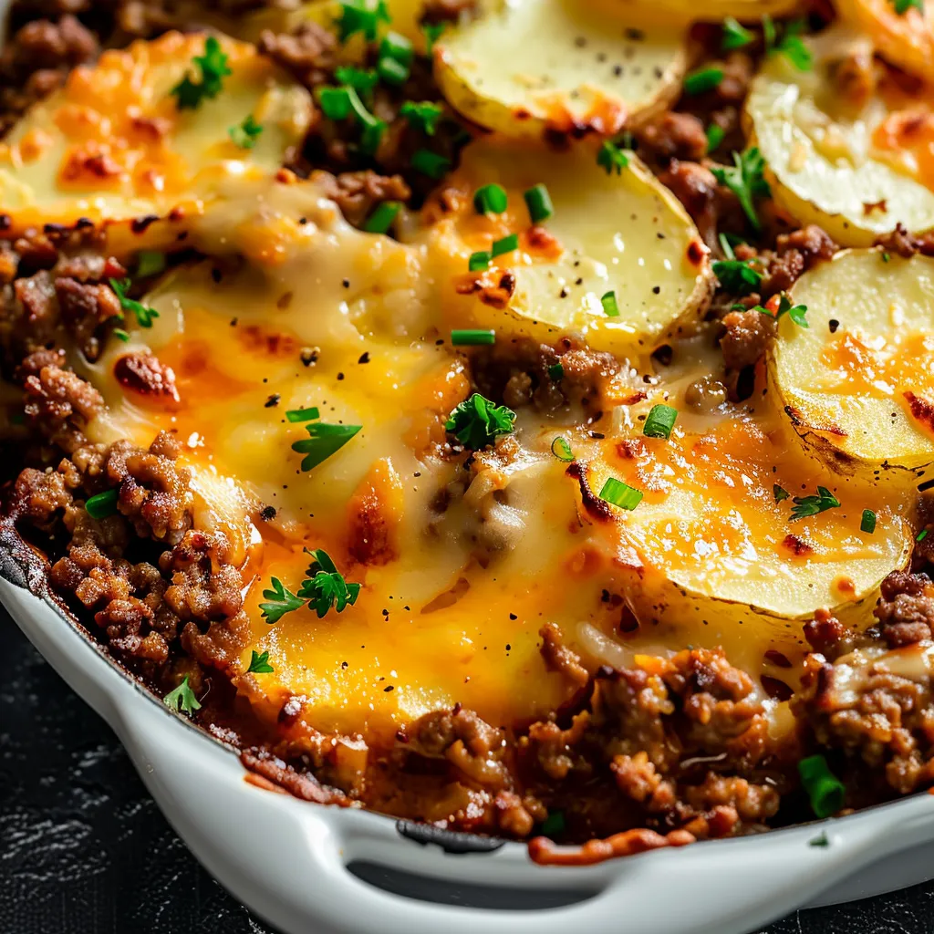 Gratin familial pommes de terre et bœuf