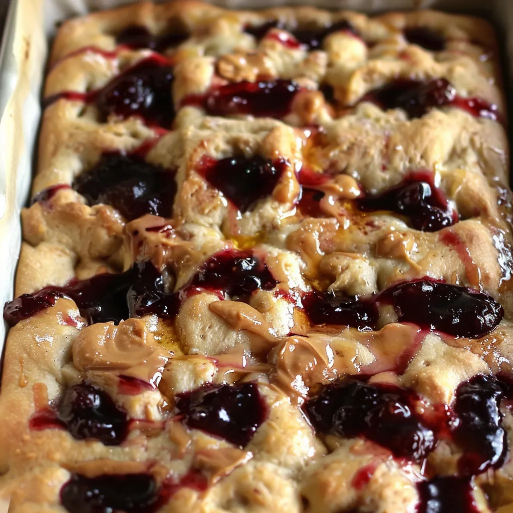Gourmande focaccia au beurre de cacahuète et confiture