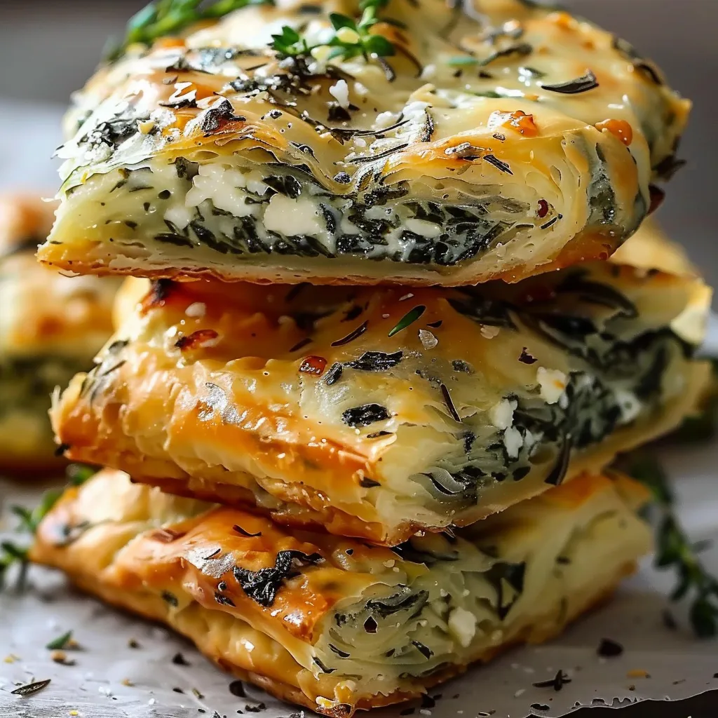 Spanakopita garnie d'épinards et feta