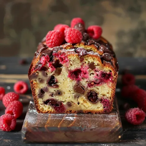 Pain à la Banane, au Chocolat Noir et aux Framboises