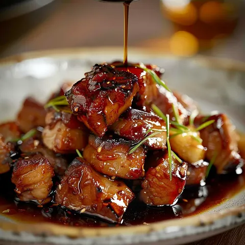 Porc juteux caramélisé à la sauce soja