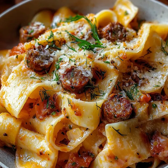 Pâtes Crémeuses avec Saucisses et Fenouil