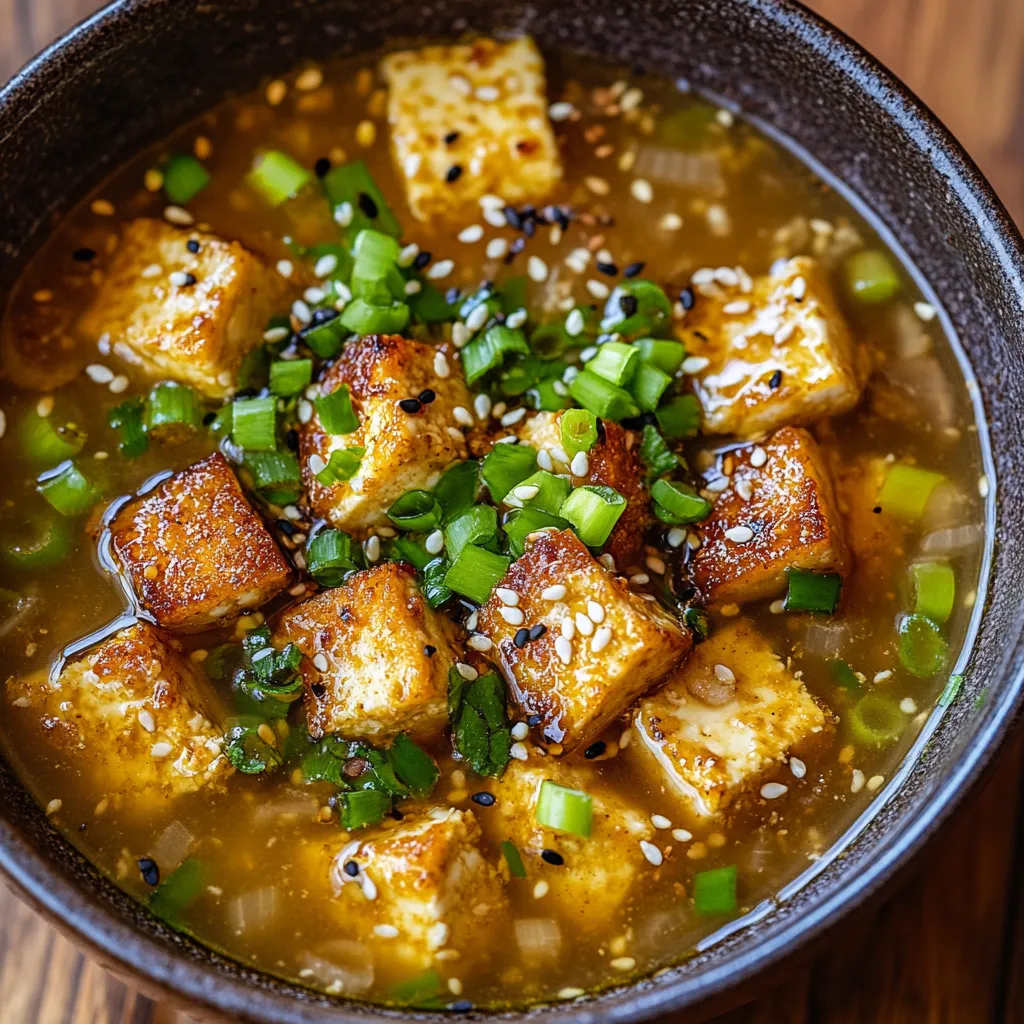 Bouillon Miso Gingembre et Tofu Croustillant