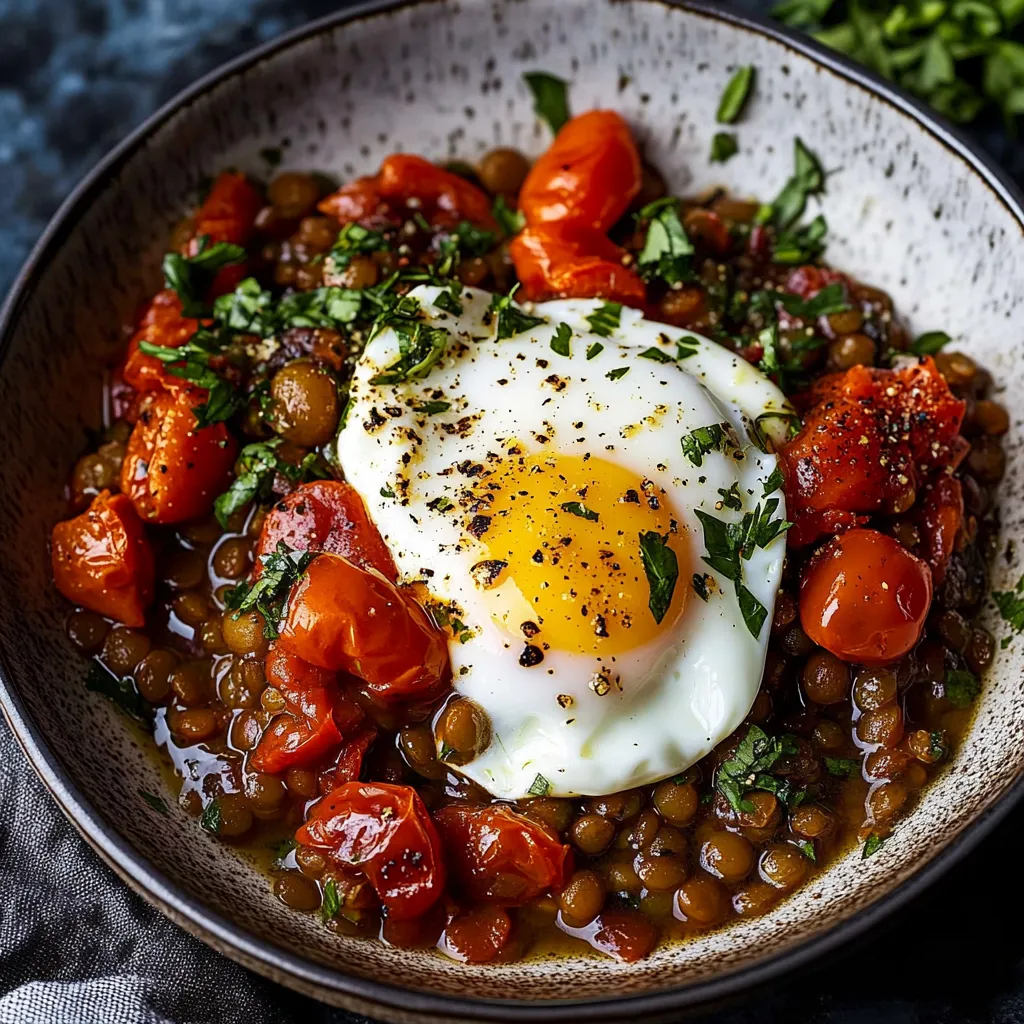 Œuf Poché Parfumé sur Lentilles, Inspiré du Sud