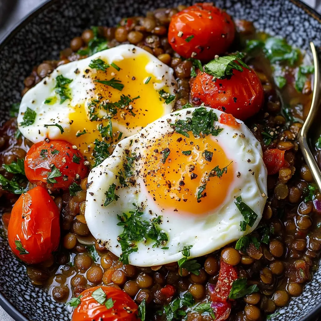 Lentilles méditerranéennes et œuf poché – plat facile
