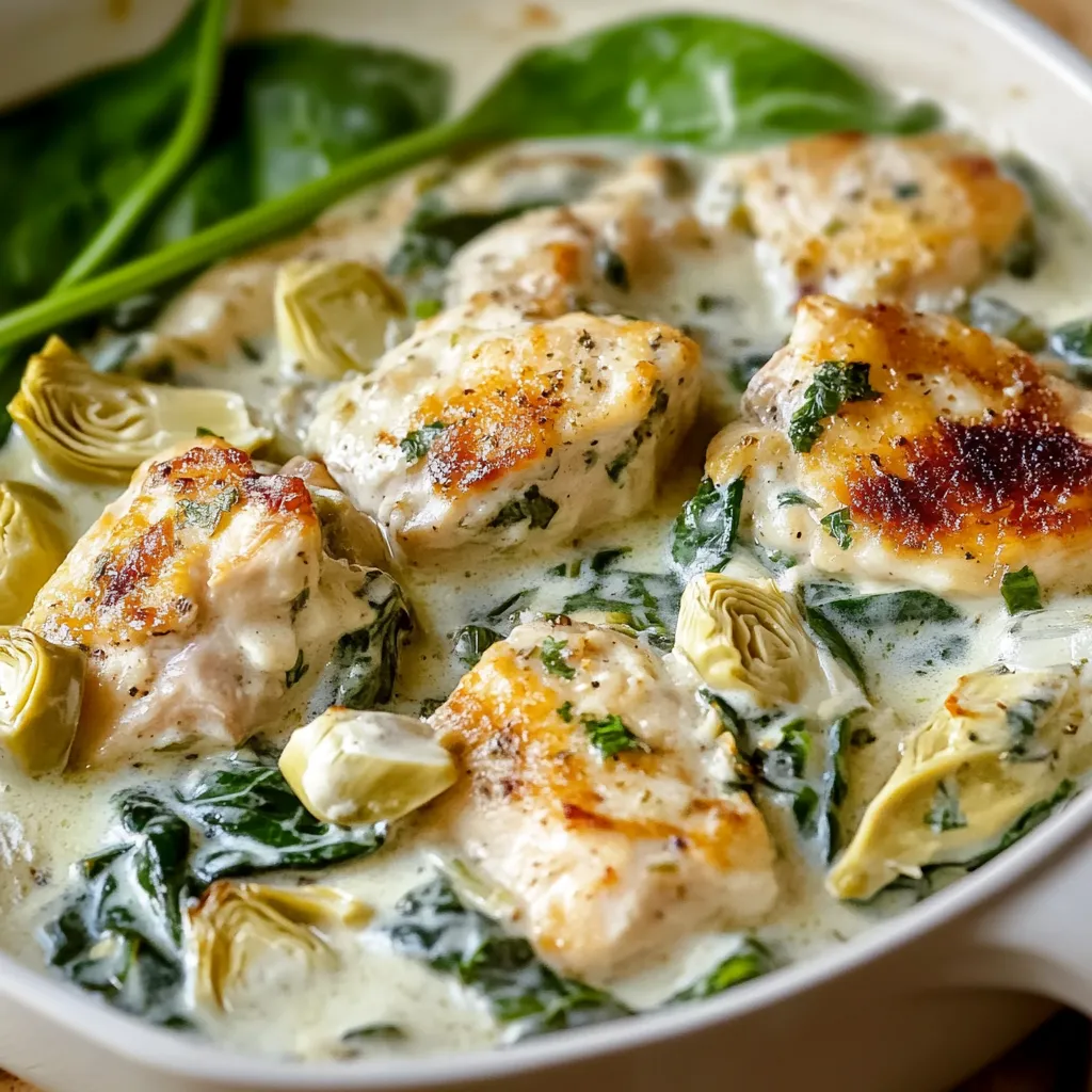 Plat Poulet Épinards Artichauts au Fromage