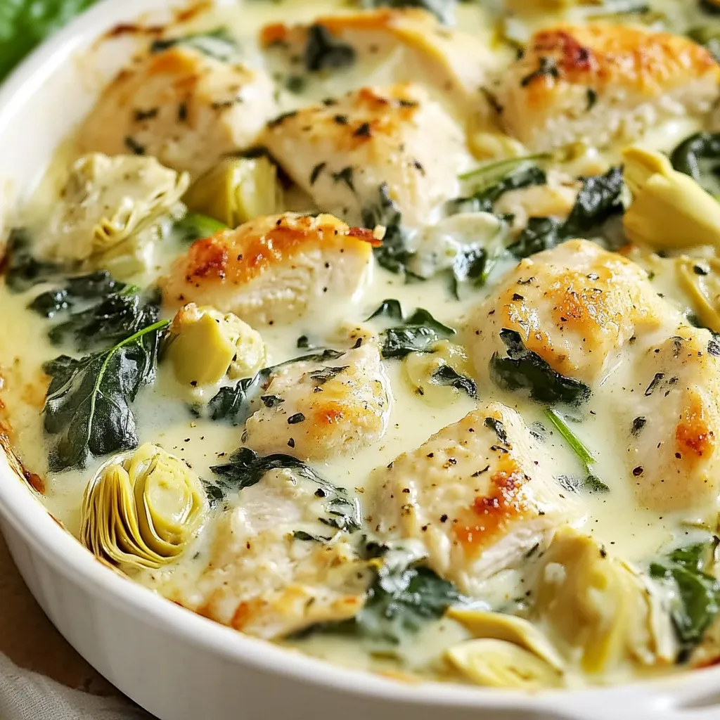 poulet épinard artichaut, gratiné avec fromage cottage sur le dessus