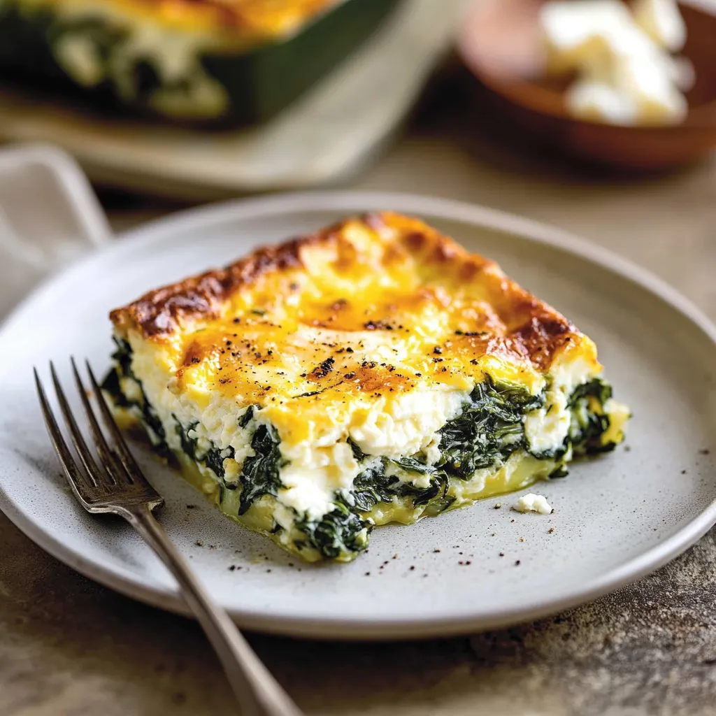 un clafoutis gourmand aux œufs, épinards et fromage frais
