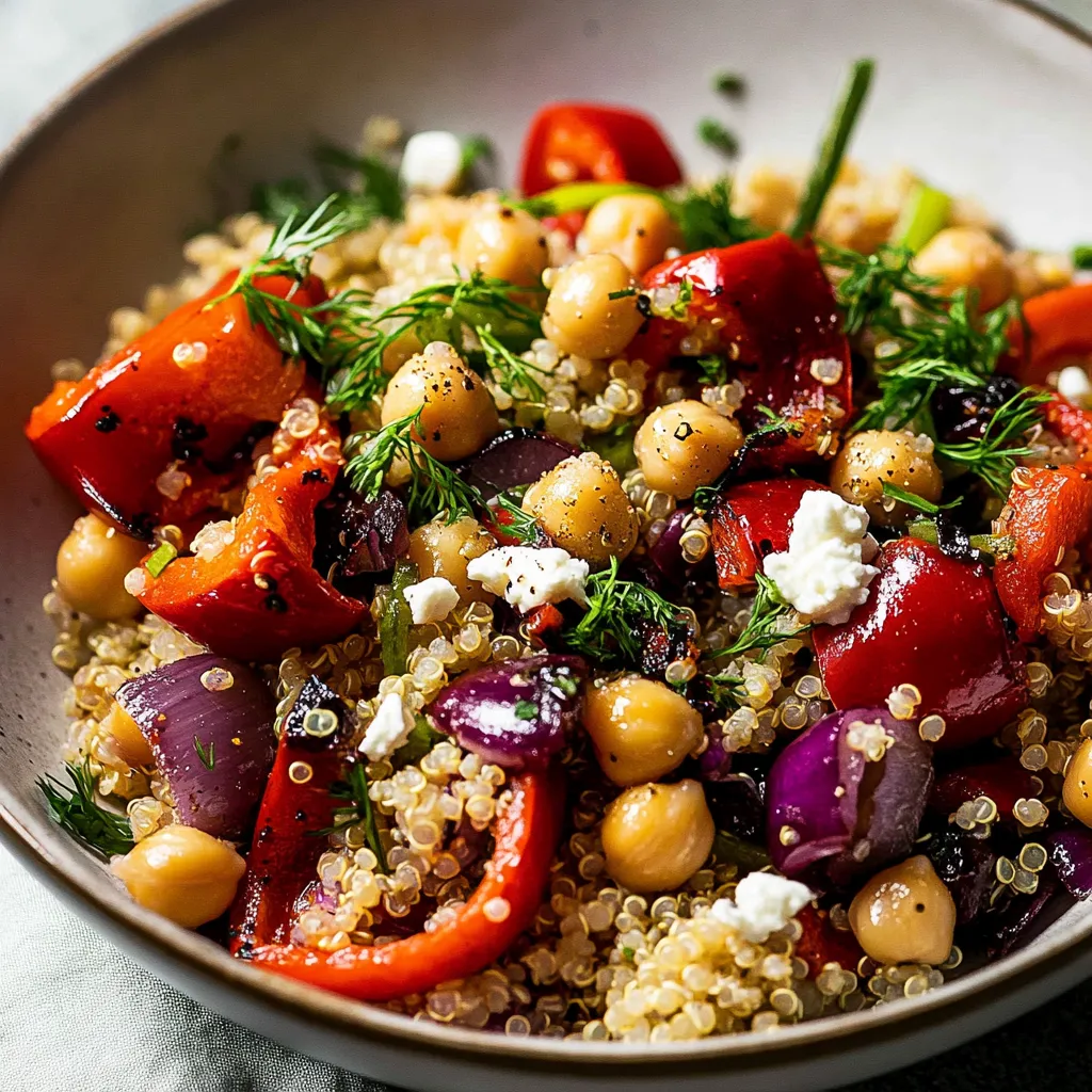Plat de Poivrons Rôtis, Quinoa et Pois Chiches