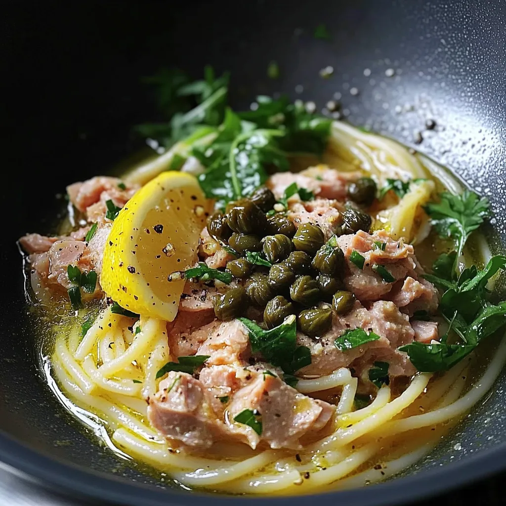 Spaghetti thon câpres ail et citron