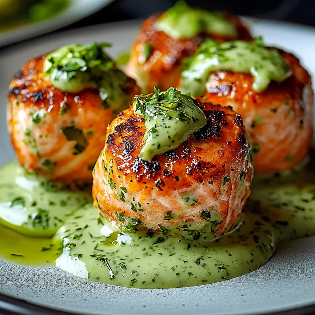 Boulettes de Saumon aux Herbes et Sauce Avocat-Coriandre Onctueuse