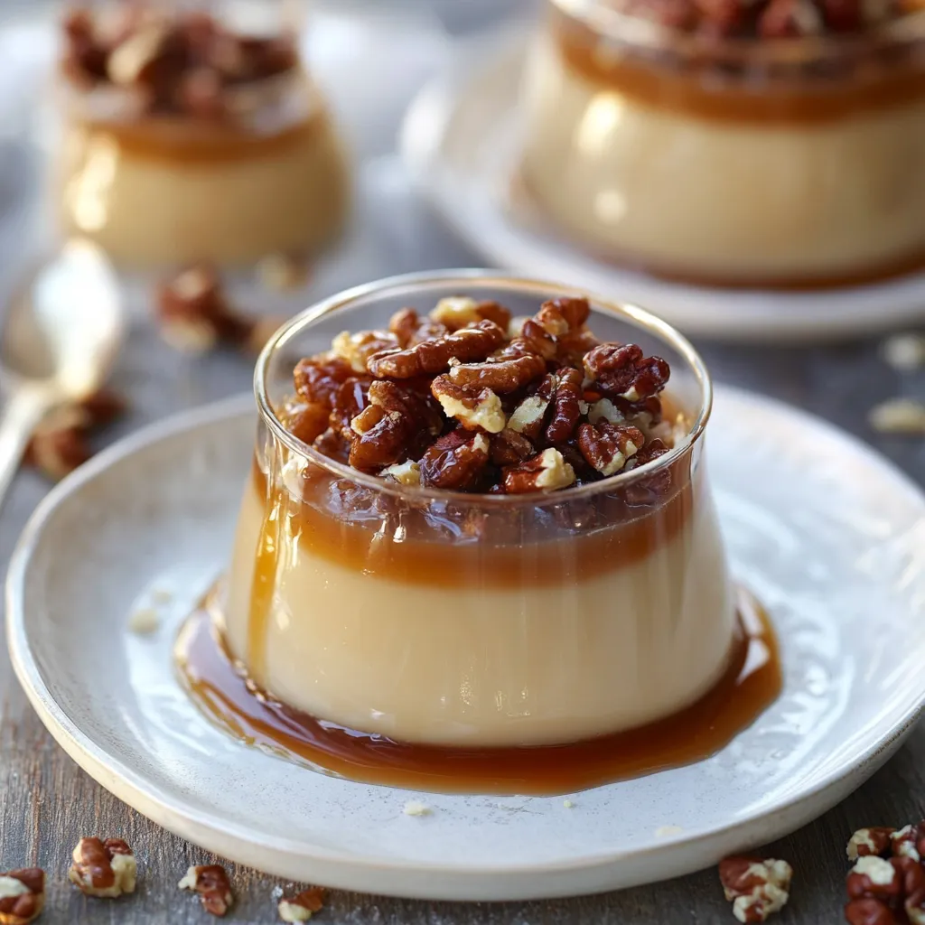 Panna cotta fondante caramel salé et praliné craquant