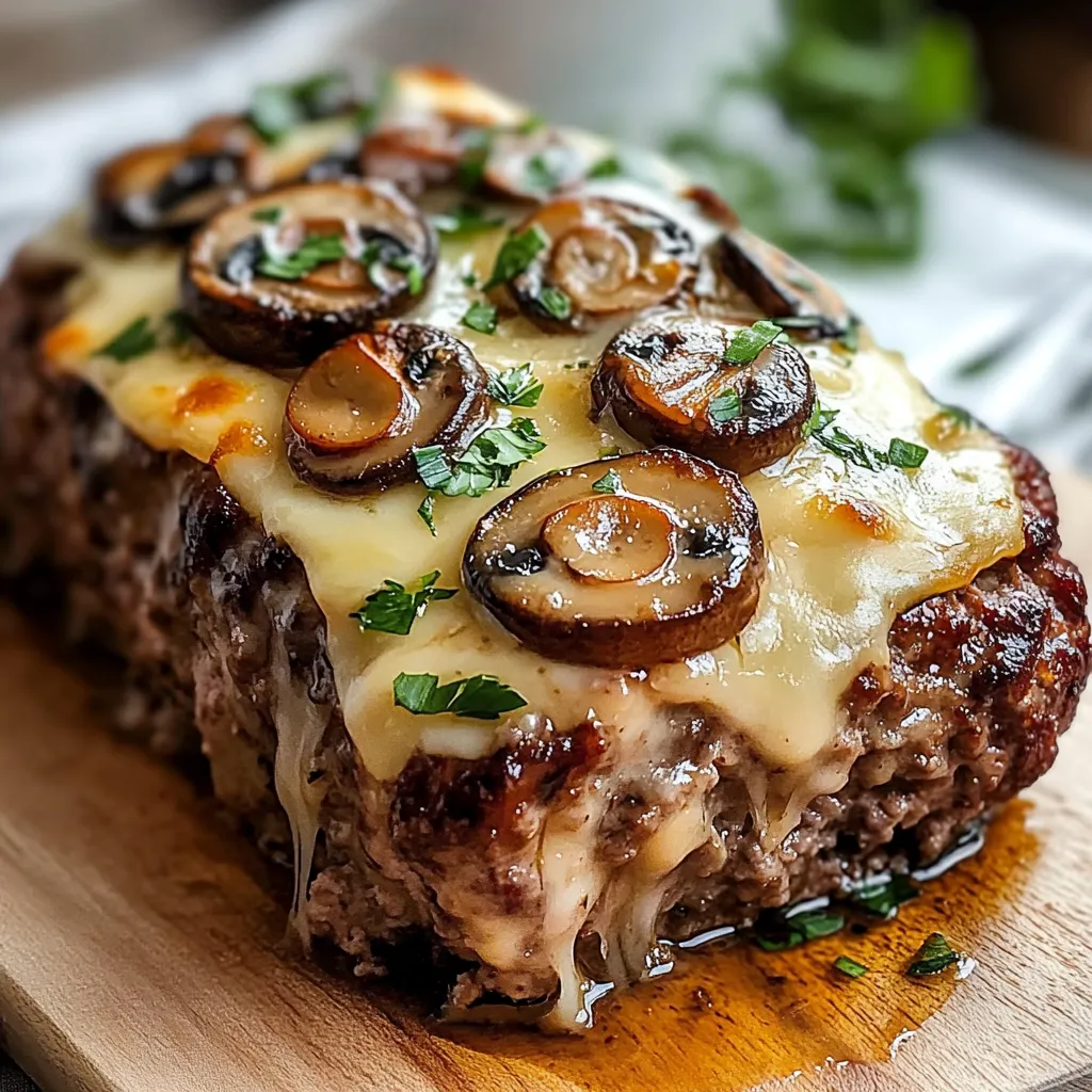 pain de viande gourmand, mélange bœuf-porc, fromage et champignon