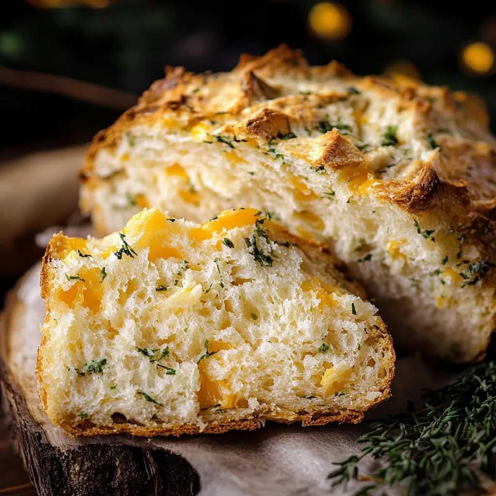 Gros pain de campagne croustillant, herbes et cheddar fondant