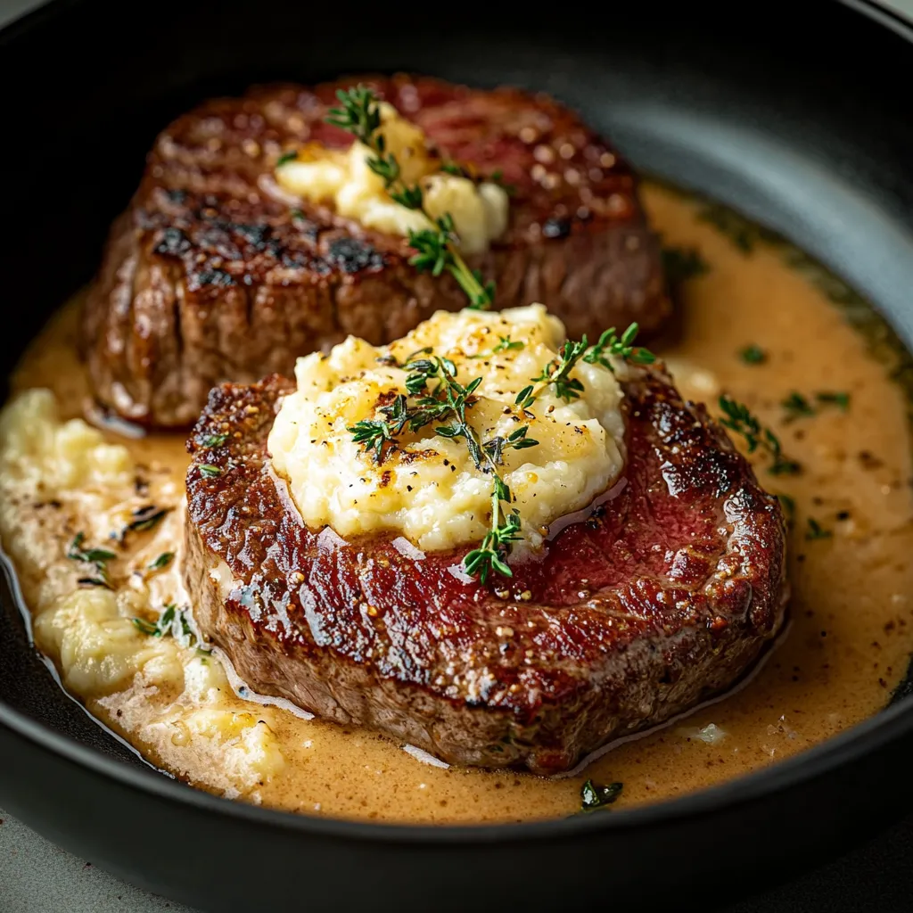 Steaks de surlonge nappés d'une sauce crémeuse