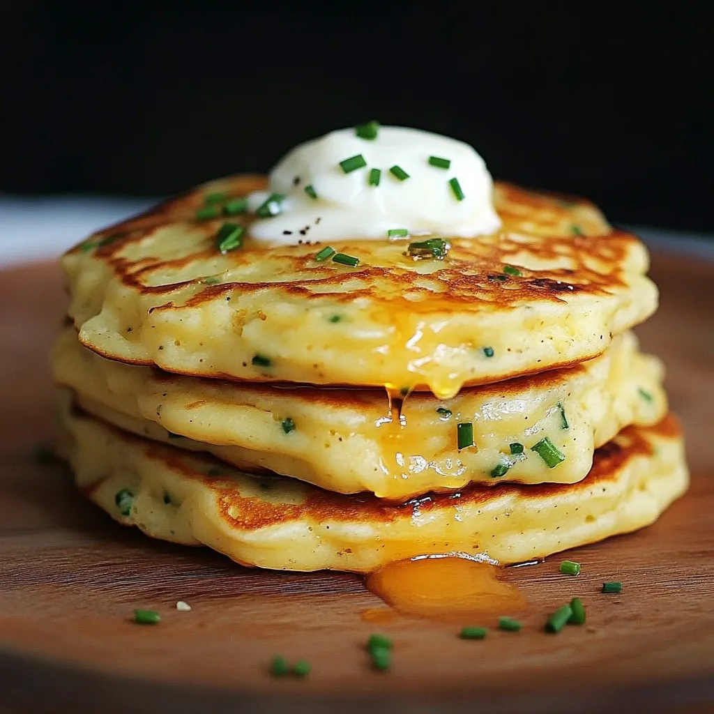 Panaché de pancakes au comté et ciboulette maison