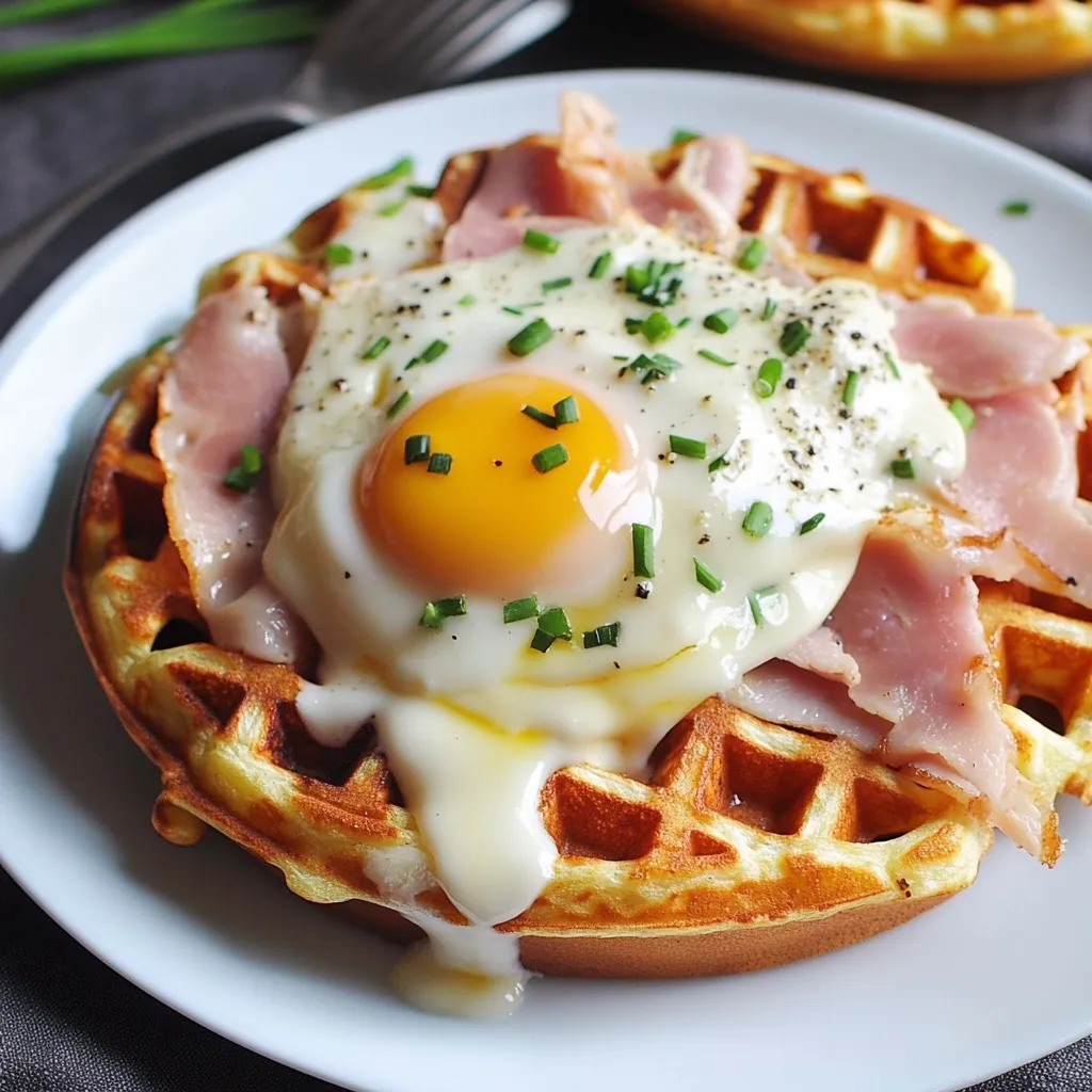 Savoureuses gaufres Croque Madame