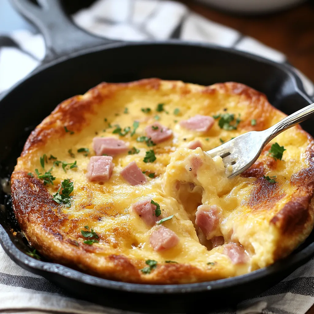 Faire un Dutch baby express au jambon et fromage ultra gourmand