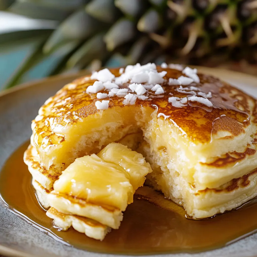 Pancakes à l'ananas et sirop coco fait maison