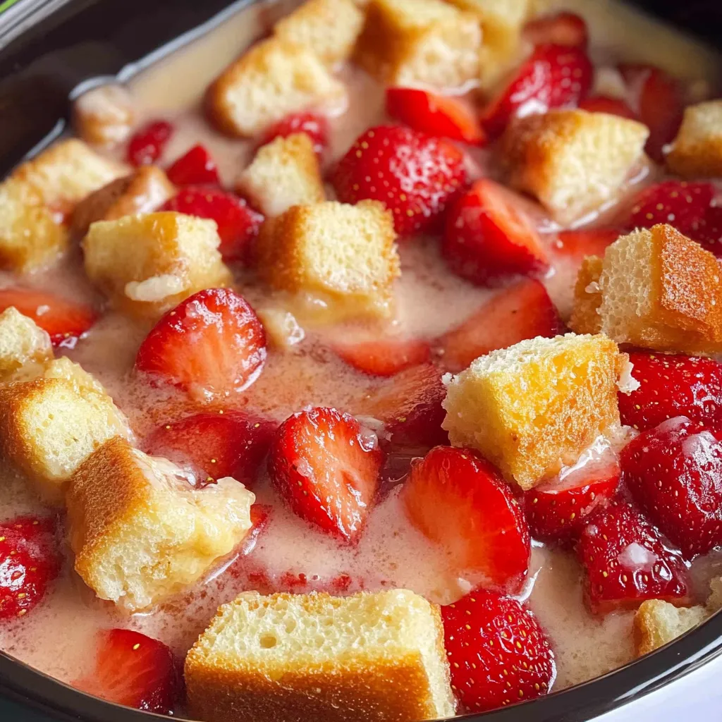 Délicieux pain perdu à la fraise en mijoteuse