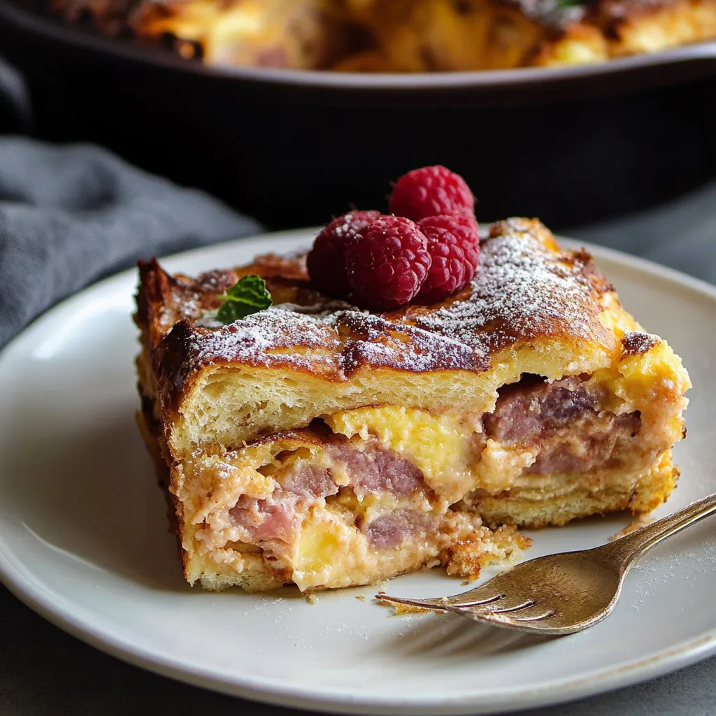 Casserole Monte Cristo prête et dorée