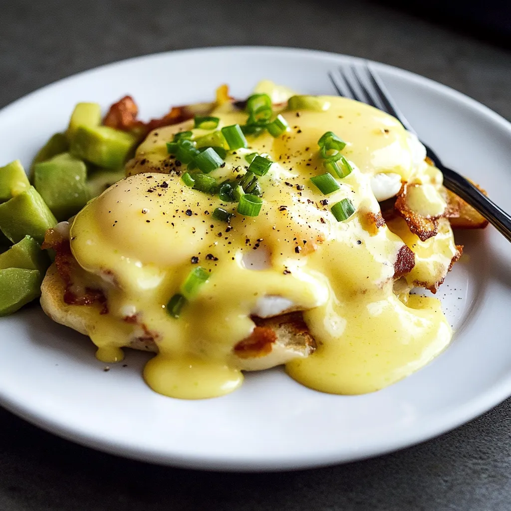 Oeufs bénédict au bacon croustillant et piment vert très savoureux